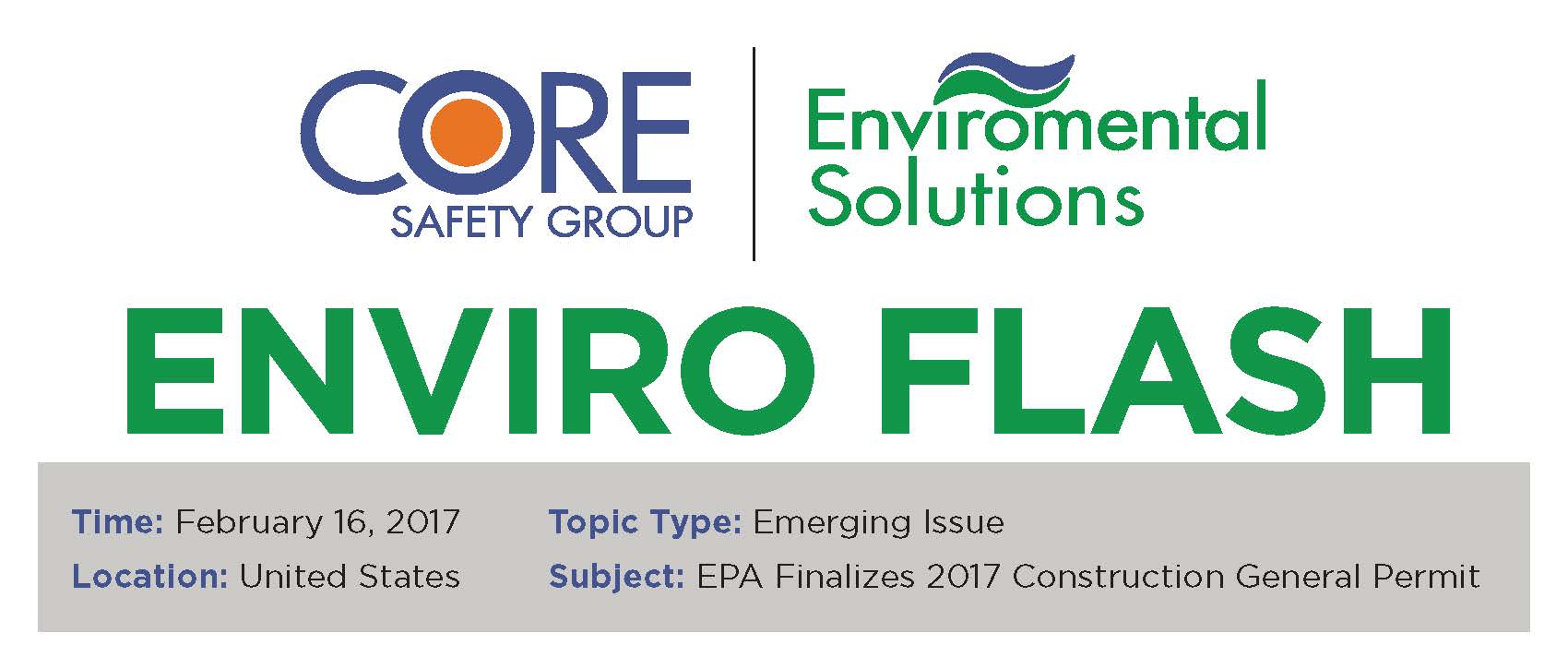 EPA Finalizes 2017 Construction General Permit Core Safety, LLC