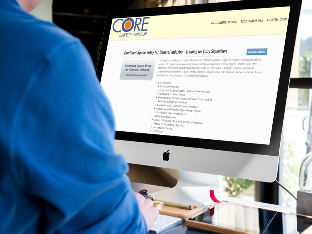 Man browsing Core Safety online course