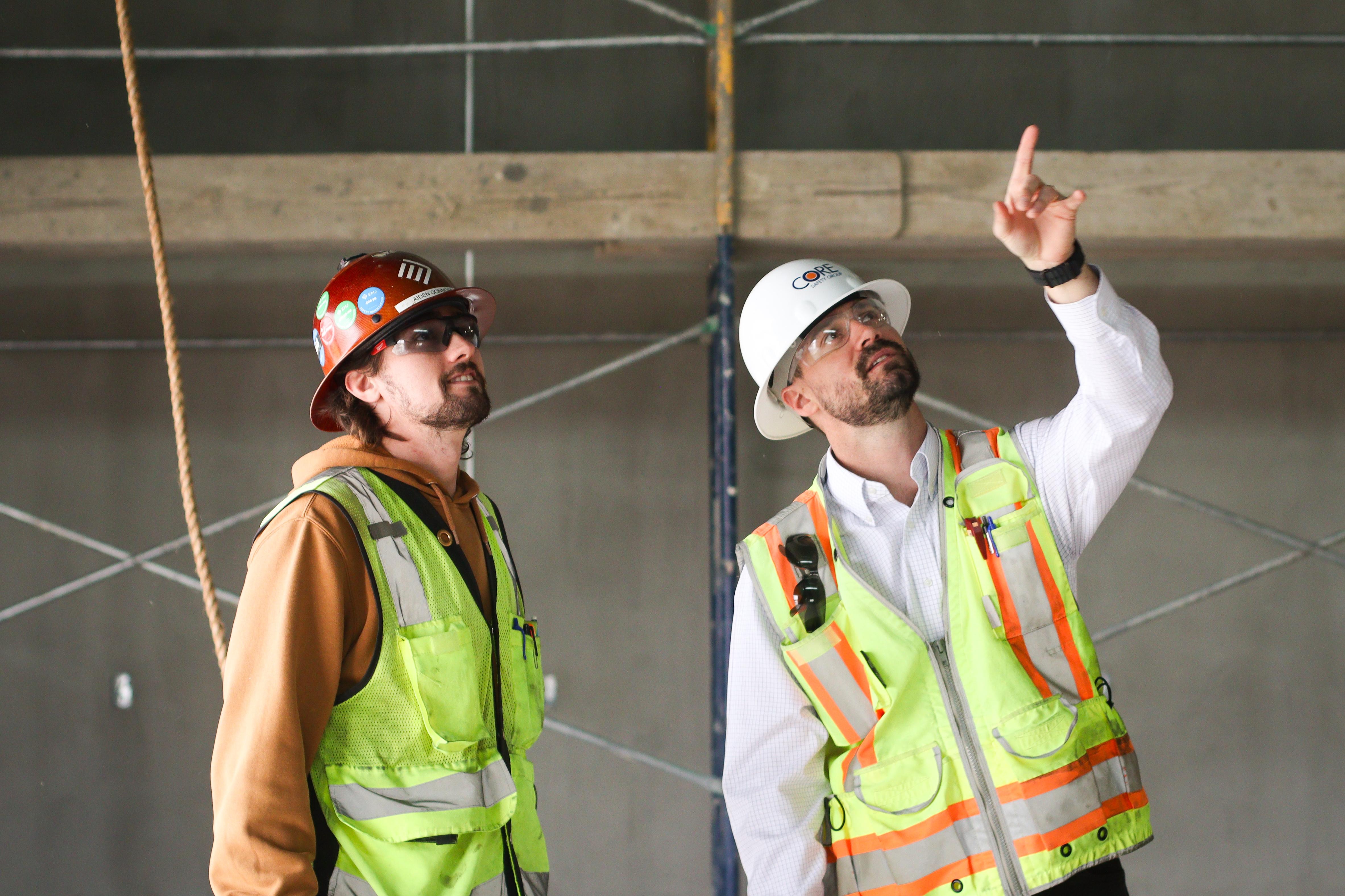 CORE Safety Manager conducting an inspection at a warehouse project site in Dallas, TX.